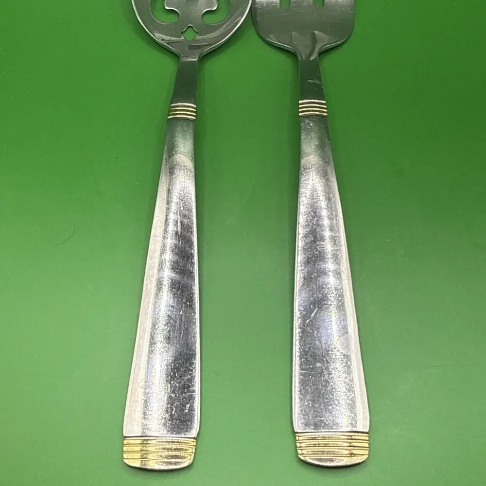 VTG Cambridge Metro Stainless Serving Set Meat Fork Pierced Spoon 2 PC Flatware